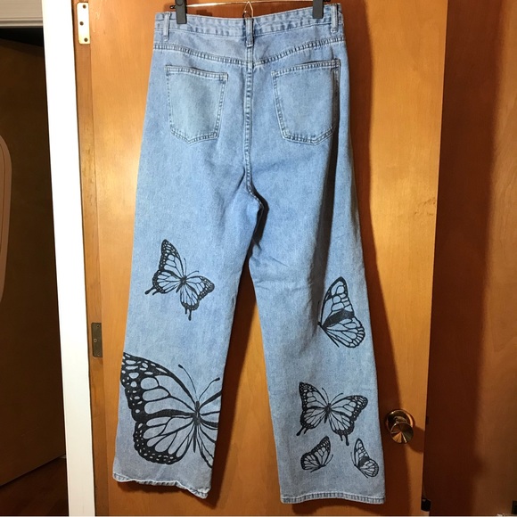 Butterfly 🦋 boho women’s jeans high rise wide leg size 12 - Picture 4 of 16